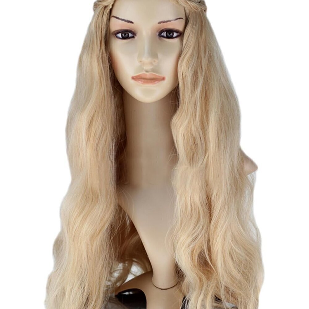 Womens Hippie Wigs Long Blonde Wig Fluffy Wavy Party Cosplay Wig